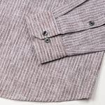 Zoreen Brown Stripe Button Down Linen Shirt - John Ellies