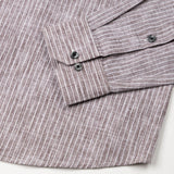 Zoreen Brown Stripe Button Down Linen Shirt - John Ellies