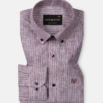Zoreen Wine Stripe Button Down Linen Shirt - John Ellies