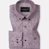 Zoreen Wine Stripe Button Down Linen Shirt - John Ellies