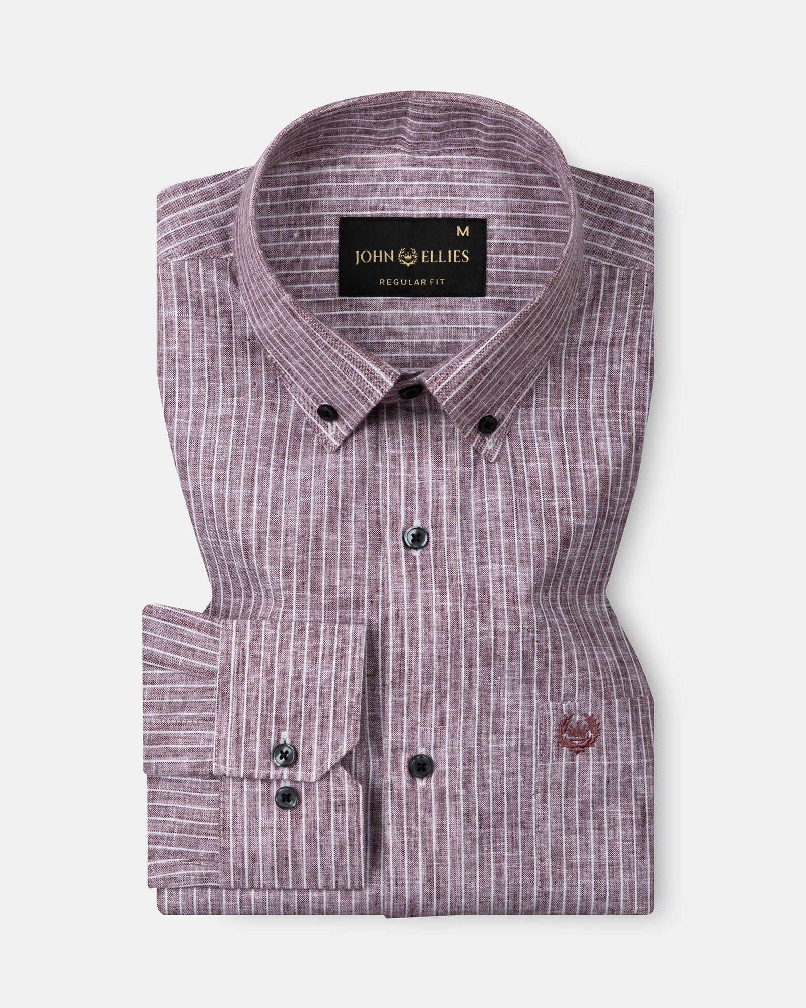 Zoreen Wine Stripe Button Down Linen Shirt - John Ellies