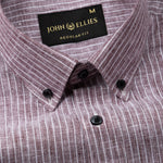 Zoreen Wine Stripe Button Down Linen Shirt - John Ellies