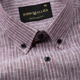 Zoreen Wine Stripe Button Down Linen Shirt - John Ellies