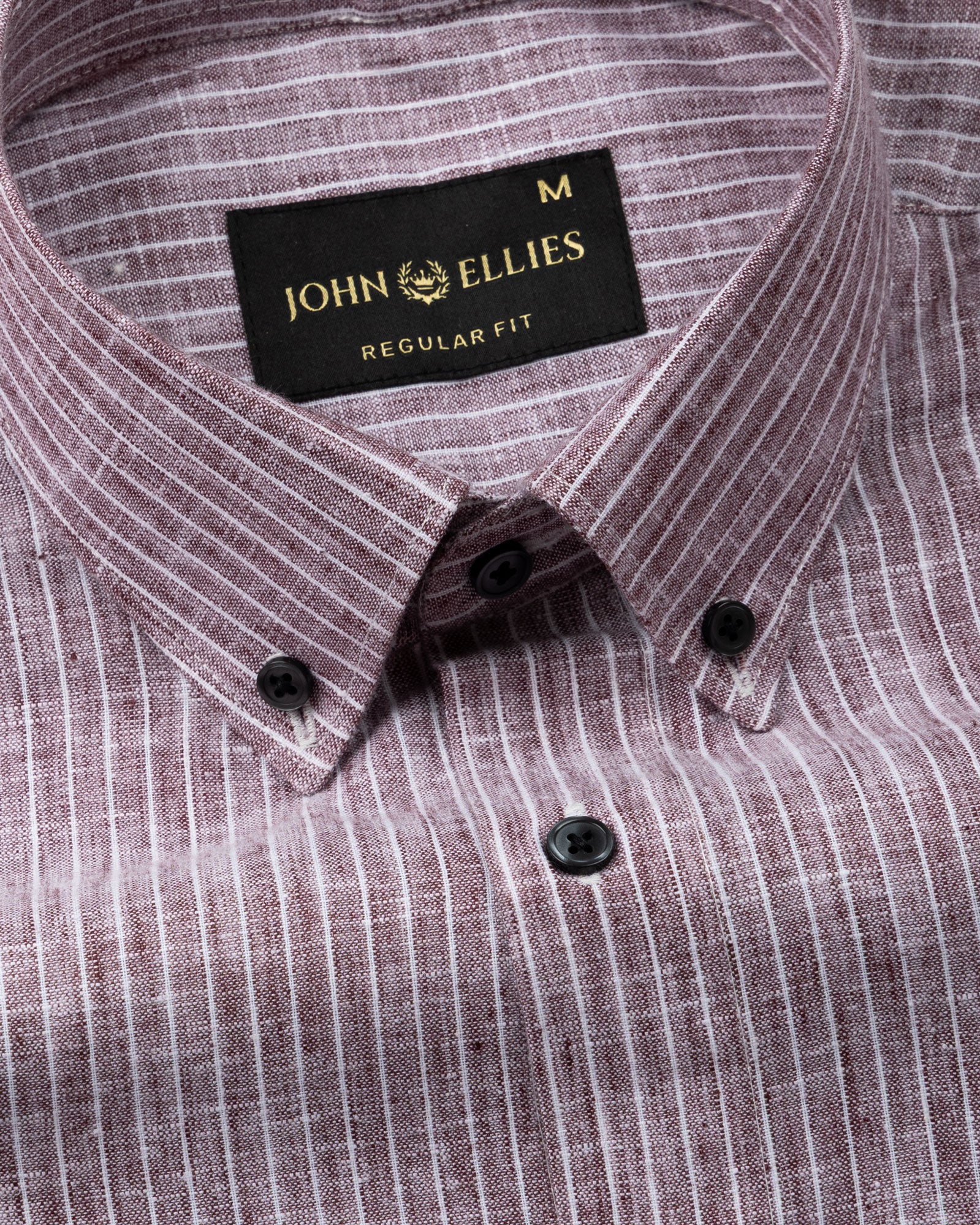 Zoreen Wine Stripe Button Down Linen Shirt - John Ellies