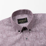 Zoreen Wine Stripe Button Down Linen Shirt - John Ellies