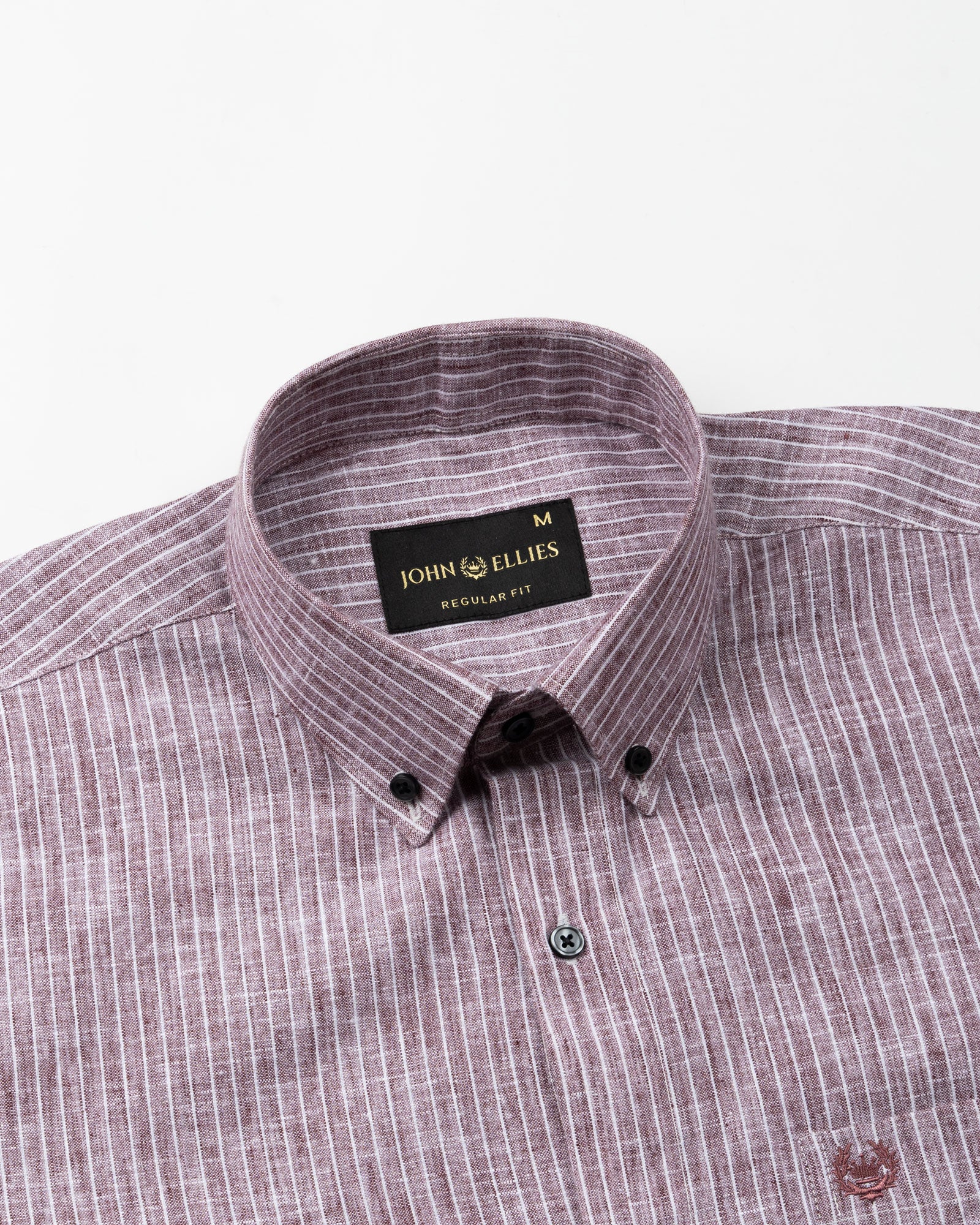 Zoreen Wine Stripe Button Down Linen Shirt - John Ellies