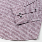 Zoreen Wine Stripe Button Down Linen Shirt - John Ellies
