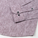 Zoreen Wine Stripe Button Down Linen Shirt - John Ellies