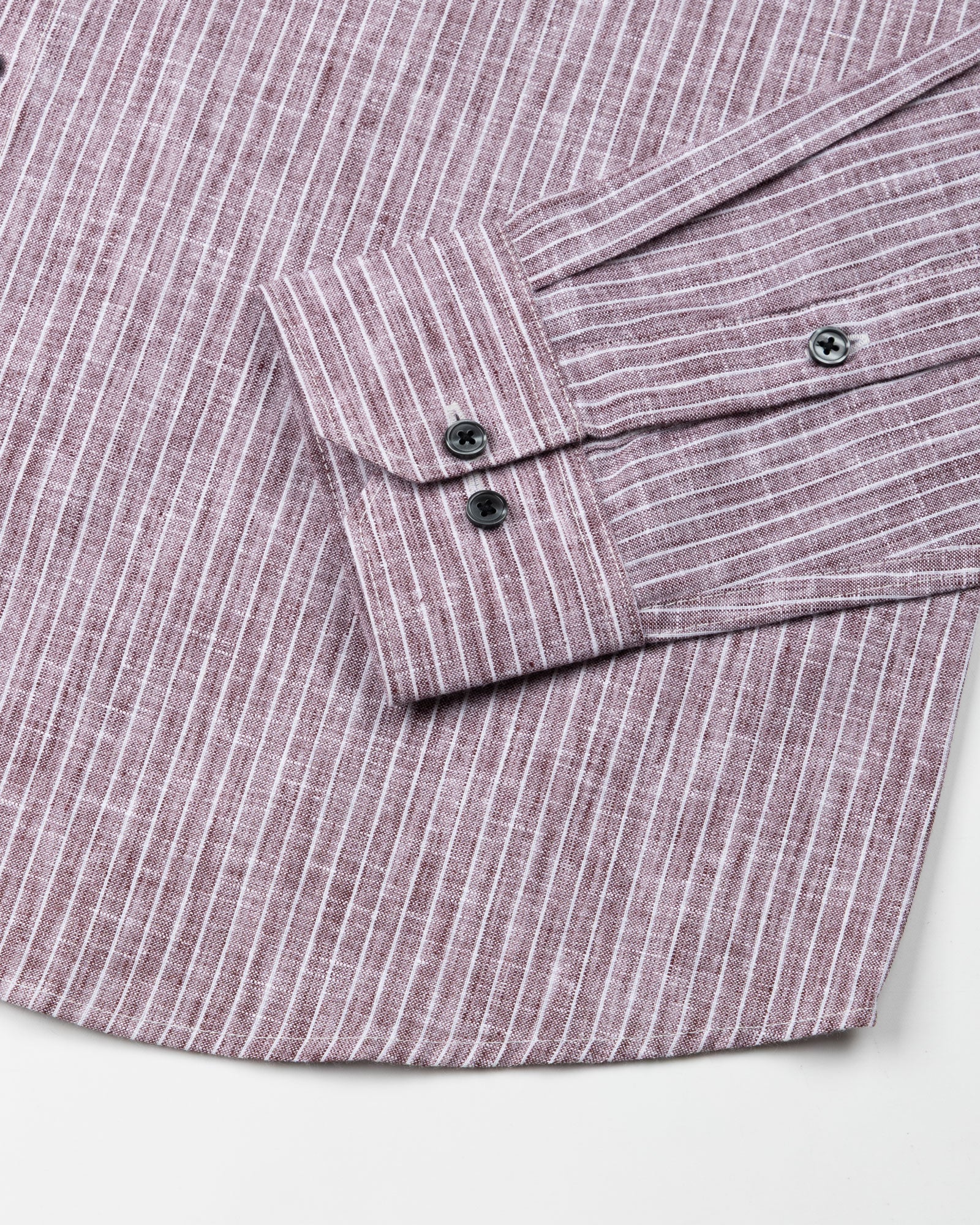 Zoreen Wine Stripe Button Down Linen Shirt - John Ellies