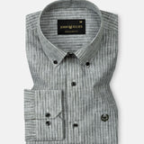Zoreen Green Stripe Button Down Linen Shirt - John Ellies