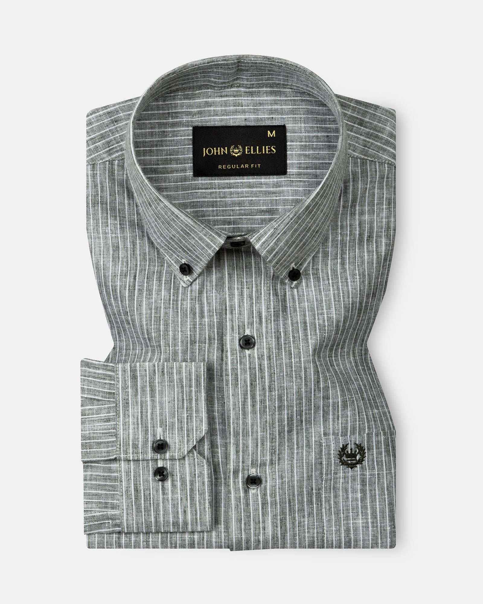 Zoreen Green Stripe Button Down Linen Shirt - John Ellies