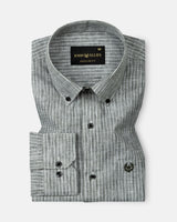 Zoreen Green Stripe Button Down Linen Shirt