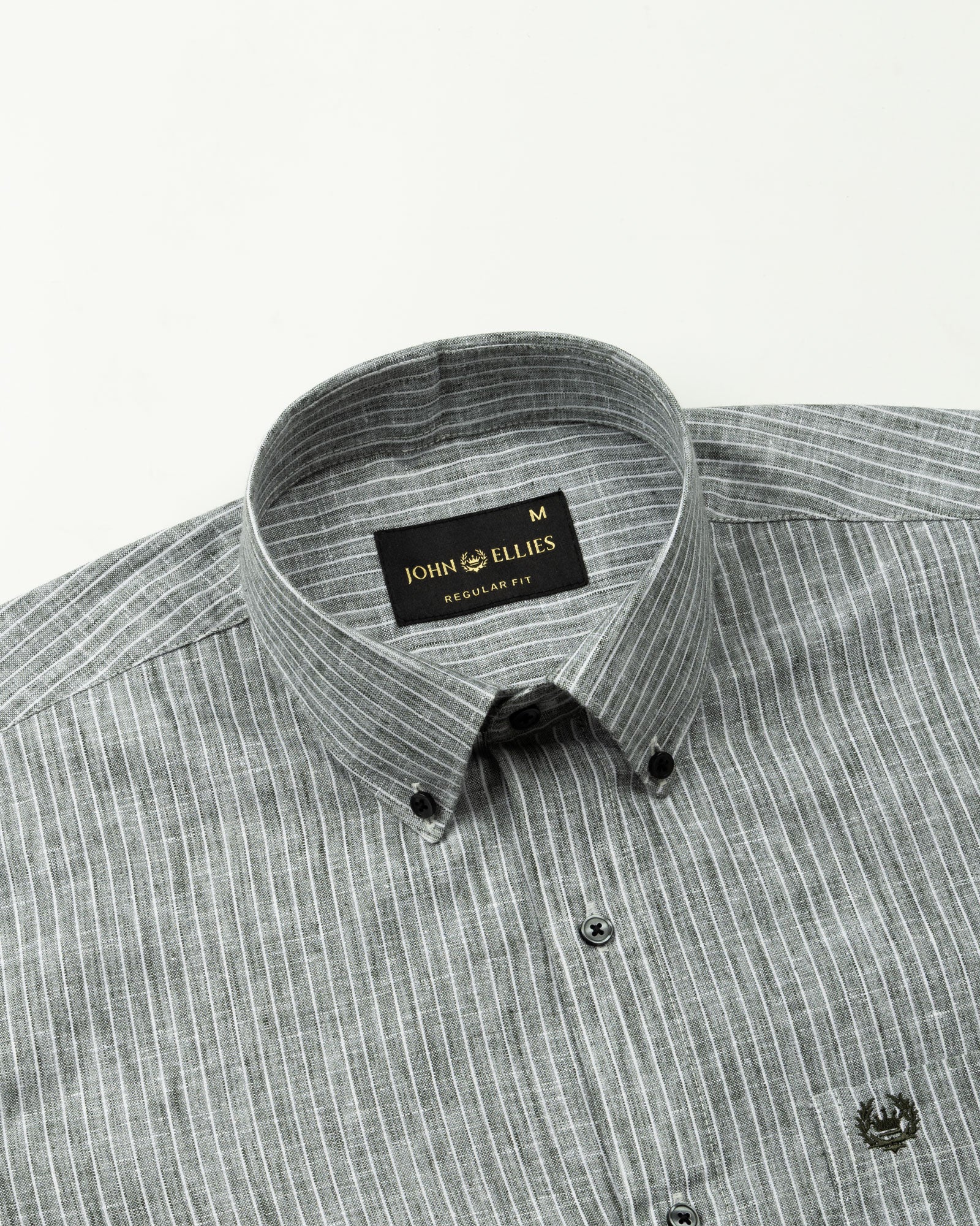 Zoreen Green Stripe Button Down Linen Shirt - John Ellies