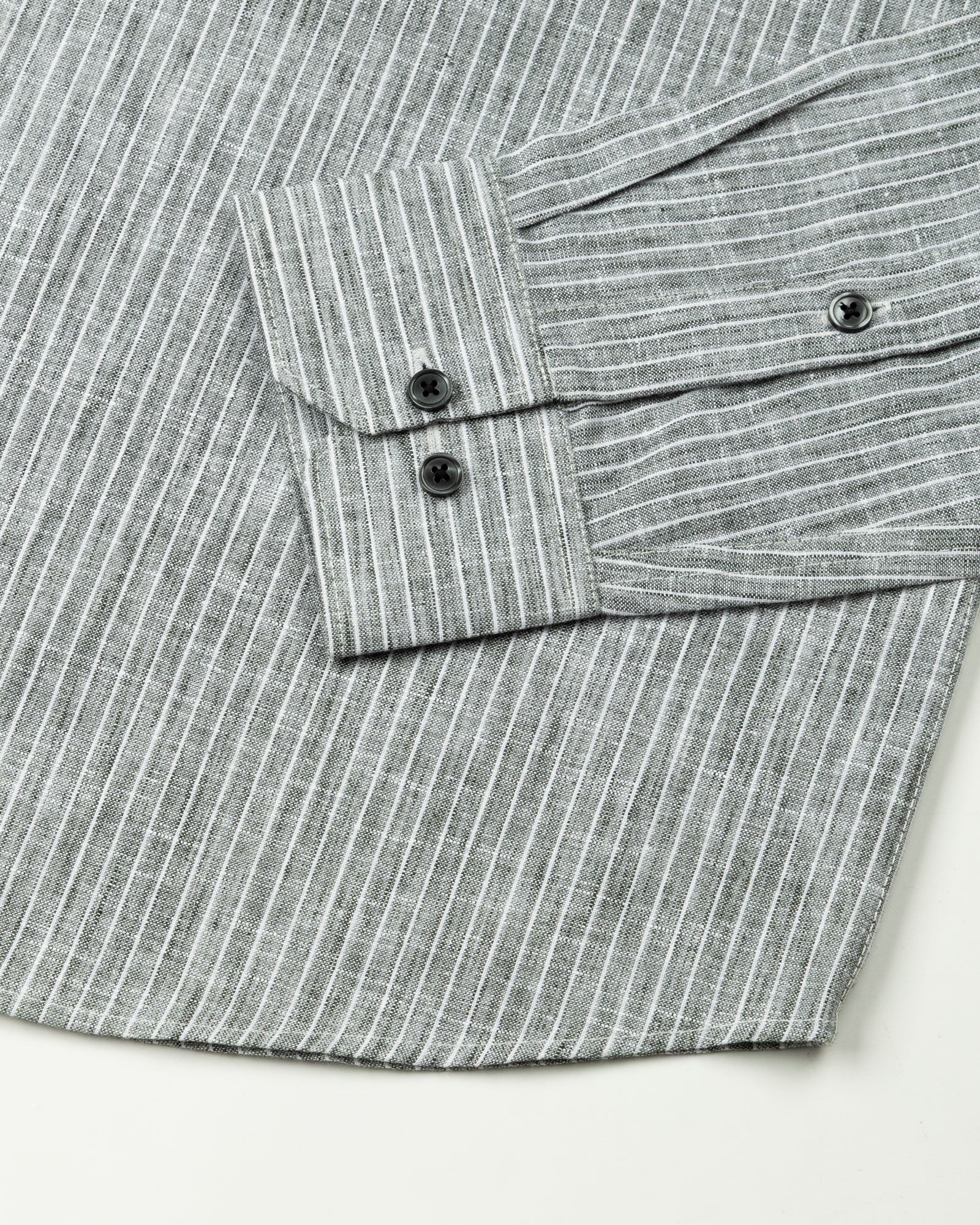 Zoreen Green Stripe Button Down Linen Shirt - John Ellies