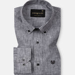 Zoreen Black Stripe Button Down Linen Shirt - John Ellies