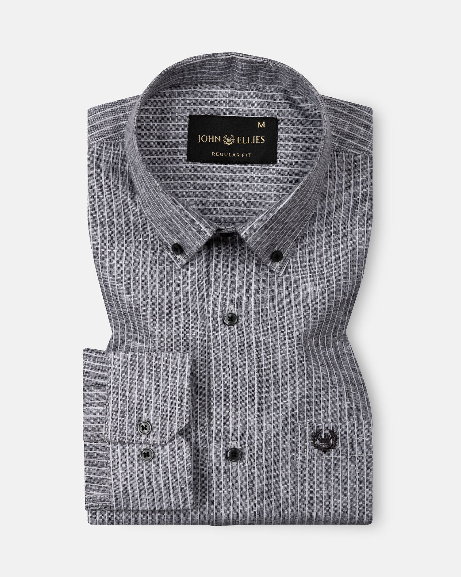 Zoreen Black Stripe Button Down Linen Shirt - John Ellies