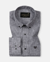 Zoreen Black Stripe Button Down Linen Shirt