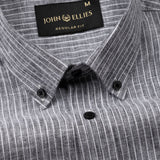 Zoreen Black Stripe Button Down Linen Shirt - John Ellies