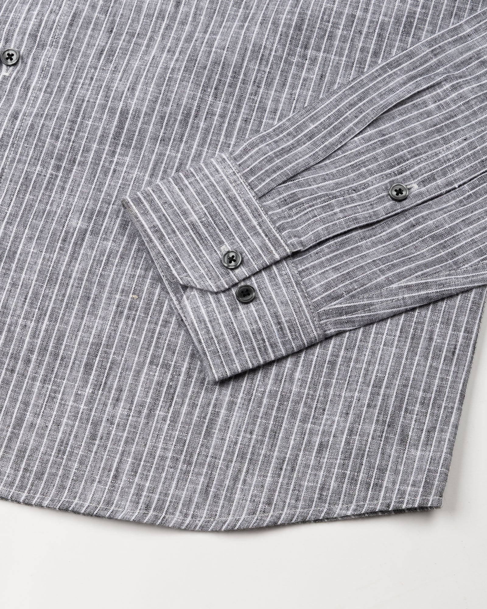 Zoreen Black Stripe Button Down Linen Shirt - John Ellies