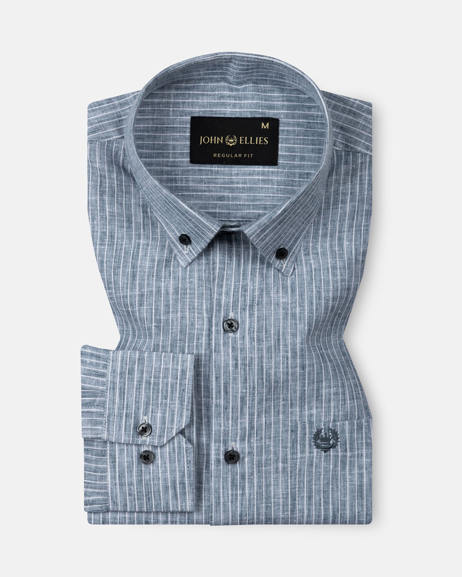 Zoreen Teal Stripe Button Down Linen Shirt - John Ellies