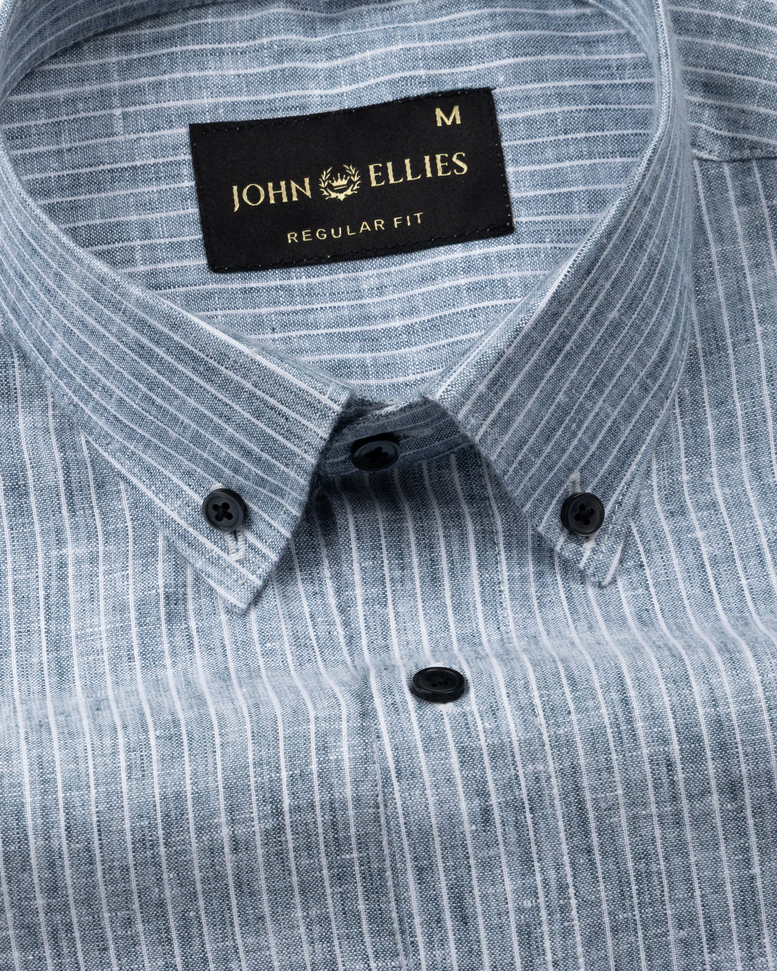 Zoreen Teal Stripe Button Down Linen Shirt - John Ellies