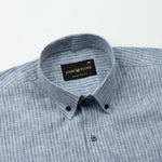 Zoreen Teal Stripe Button Down Linen Shirt - John Ellies