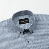 Zoreen Teal Stripe Button Down Linen Shirt - John Ellies