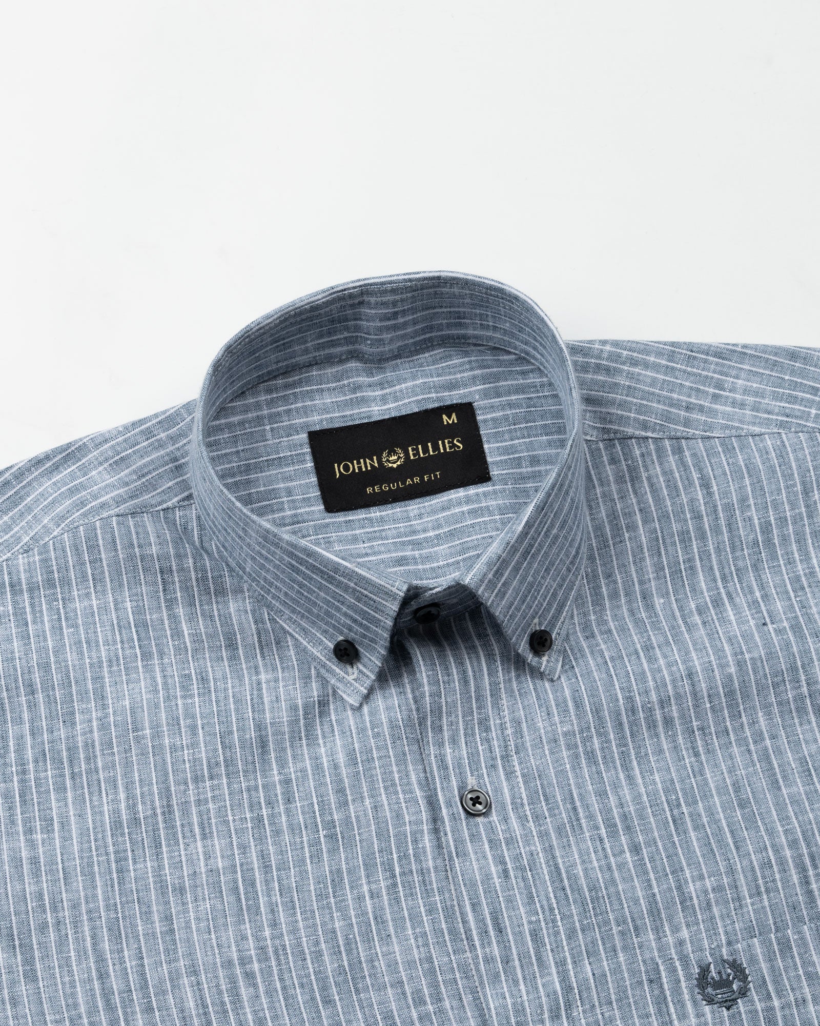 Zoreen Teal Stripe Button Down Linen Shirt - John Ellies