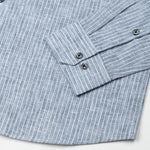 Zoreen Teal Stripe Button Down Linen Shirt - John Ellies