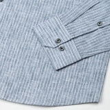 Zoreen Teal Stripe Button Down Linen Shirt - John Ellies