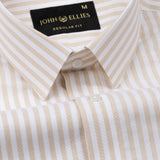 Sylvar Cream Stripe Oxford Cotton Shirt - John Ellies