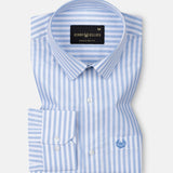 Sylvar Blue Stripe Oxford Cotton Shirt - John Ellies