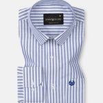 Sylvar Navy Blue Stripe Oxford Cotton Shirt - John Ellies