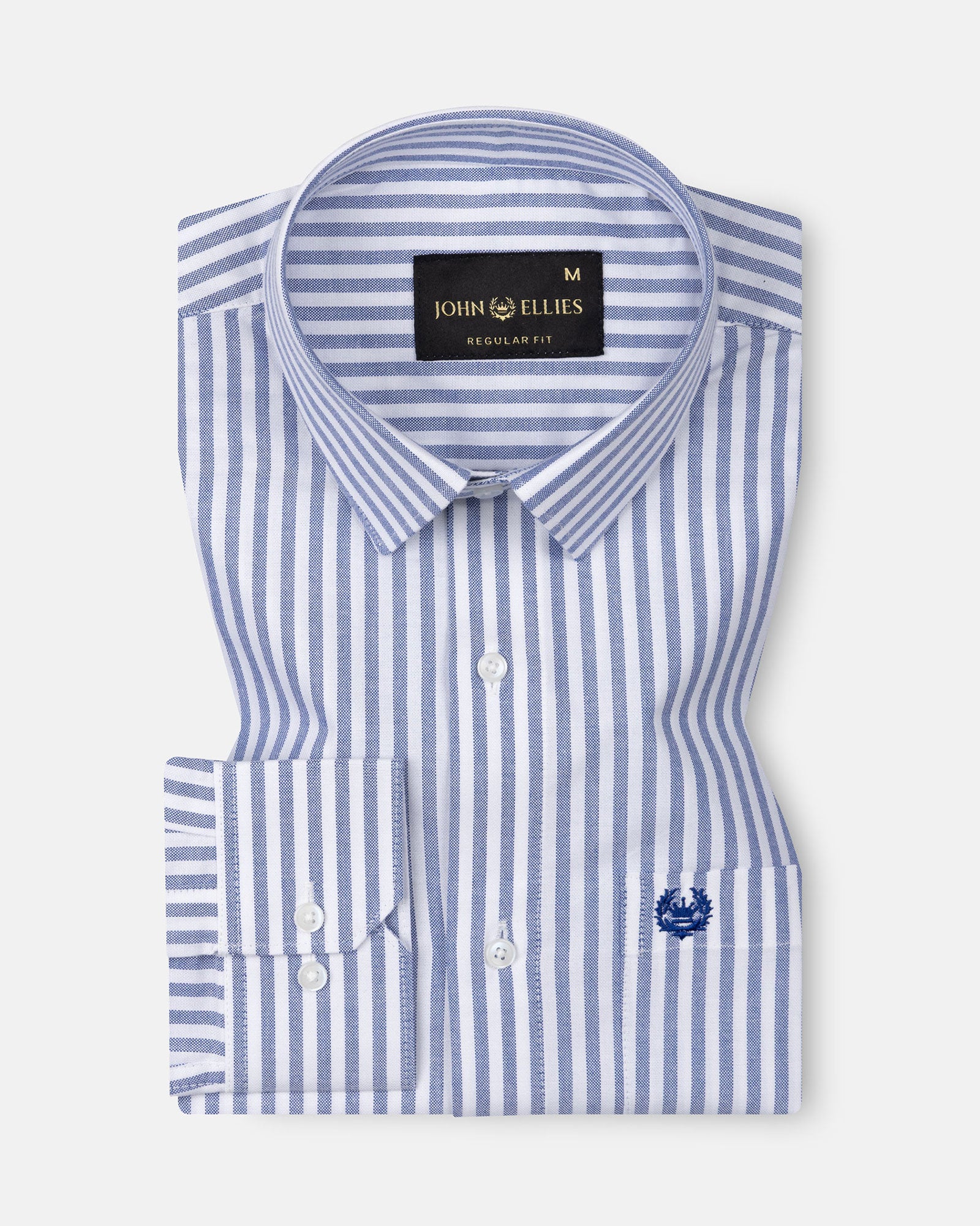 Sylvar Navy Blue Stripe Oxford Cotton Shirt - John Ellies