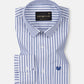 Sylvar Navy Blue Stripe Oxford Cotton Shirt - John Ellies