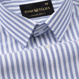 Sylvar Navy Blue Stripe Oxford Cotton Shirt - John Ellies