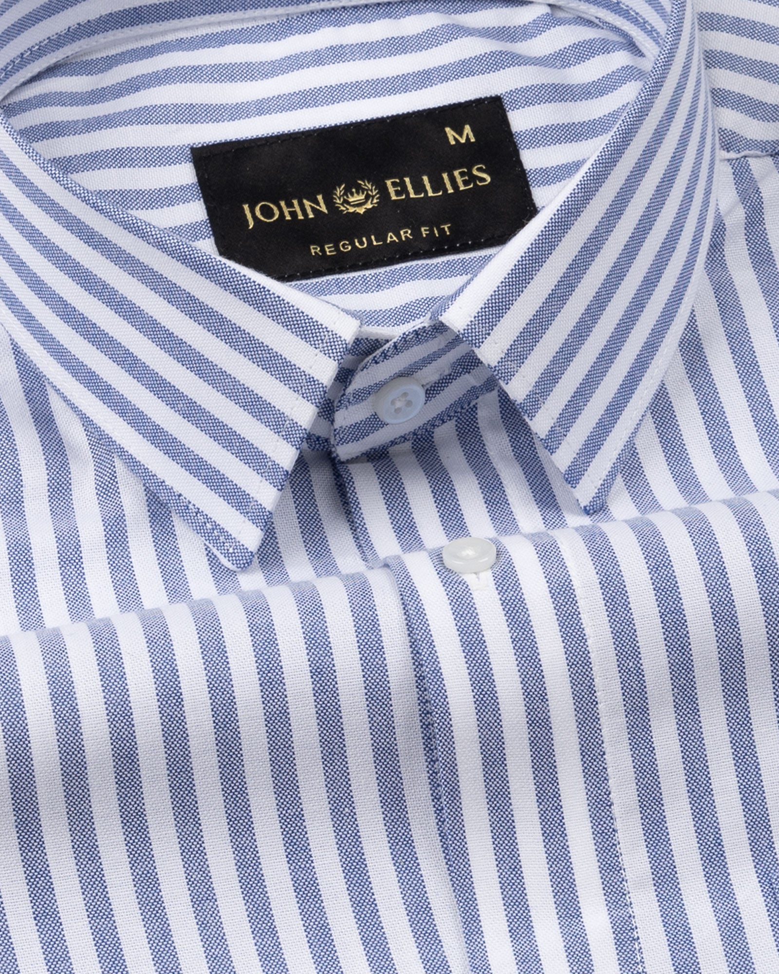 Sylvar Navy Blue Stripe Oxford Cotton Shirt - John Ellies