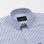 Sylvar Navy Blue Stripe Oxford Cotton Shirt - John Ellies