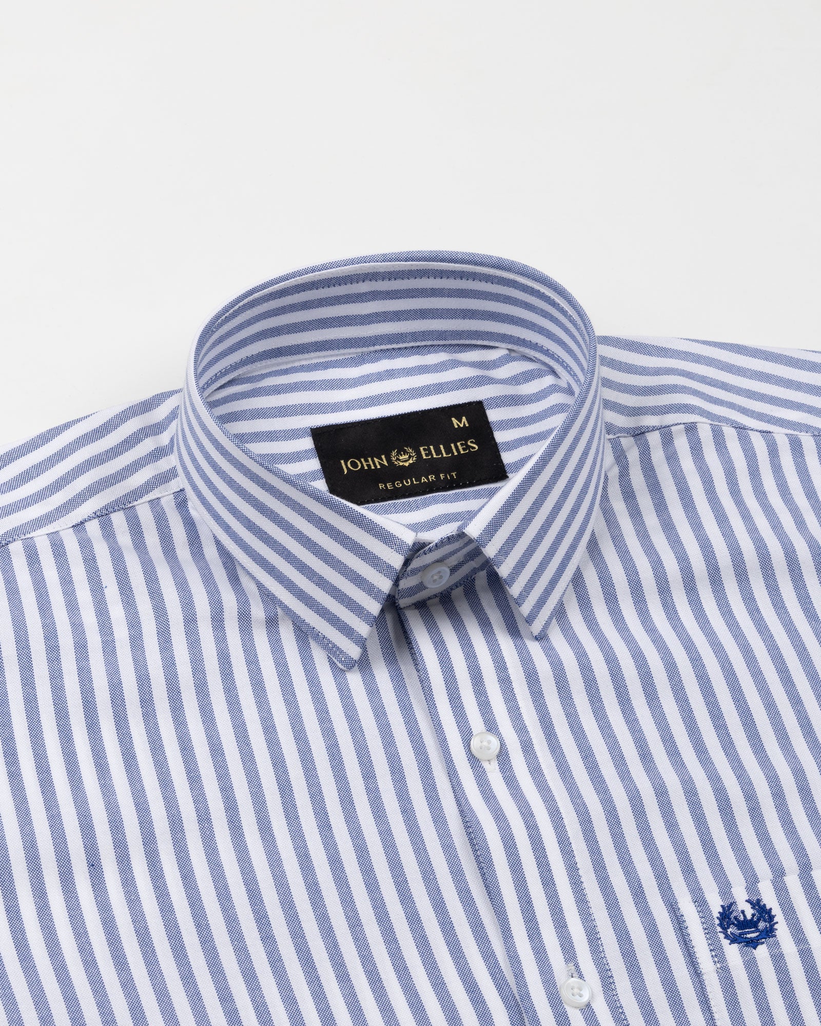 Sylvar Navy Blue Stripe Oxford Cotton Shirt - John Ellies