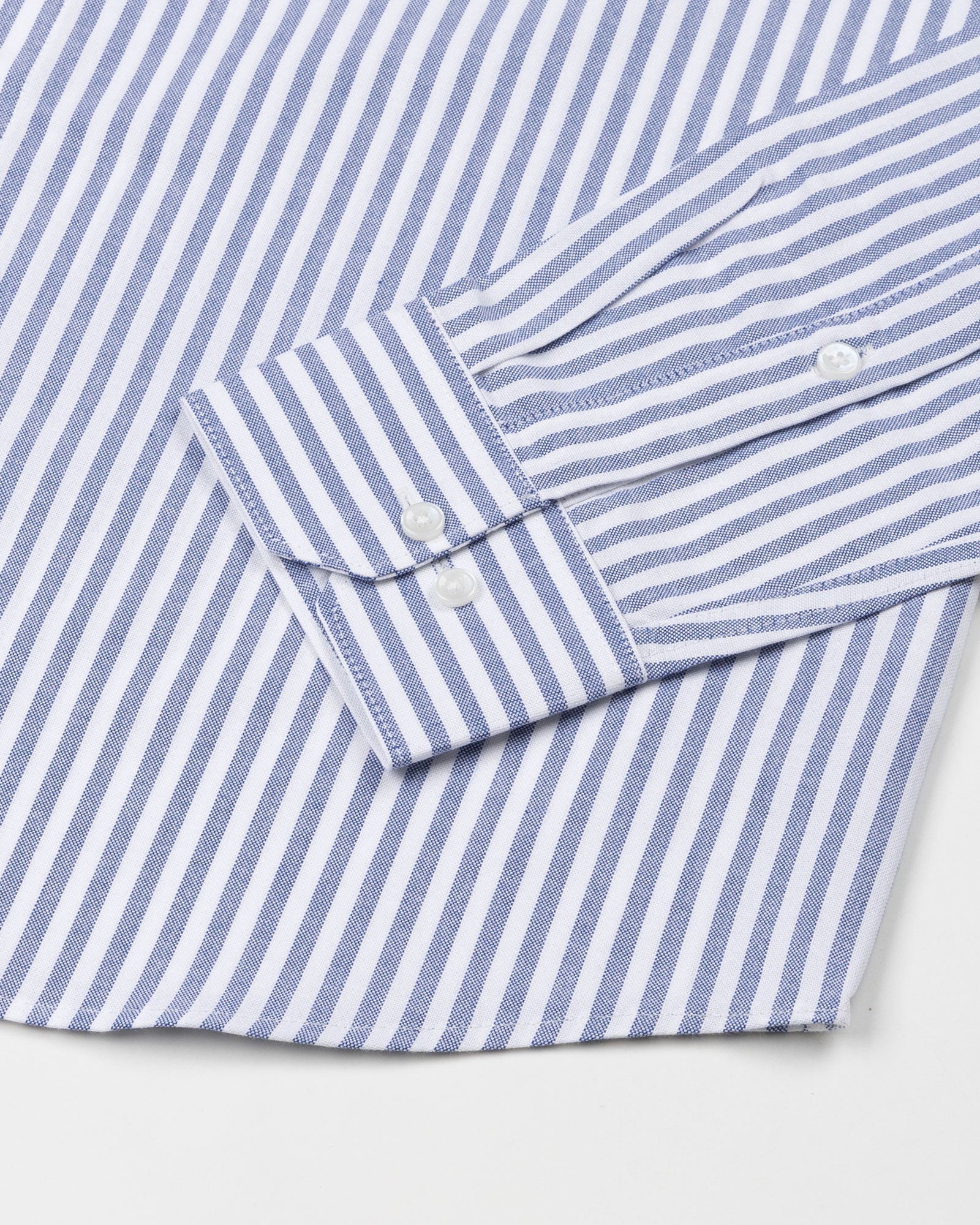 Sylvar Navy Blue Stripe Oxford Cotton Shirt - John Ellies