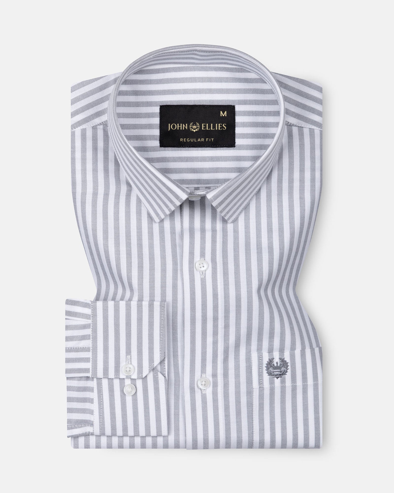 Sylvar Grey Stripe Oxford Cotton Shirt - John Ellies