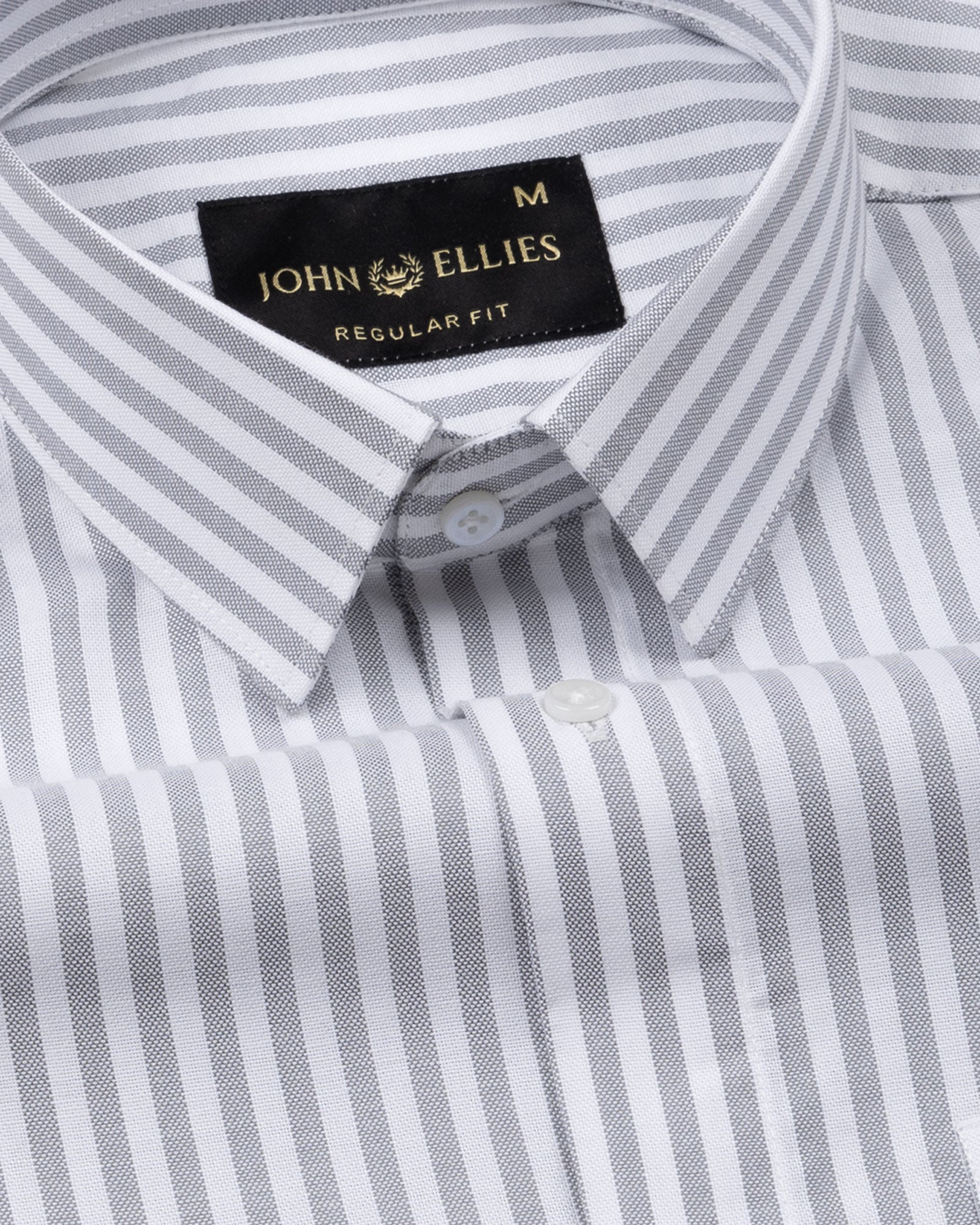 Sylvar Grey Stripe Oxford Cotton Shirt - John Ellies