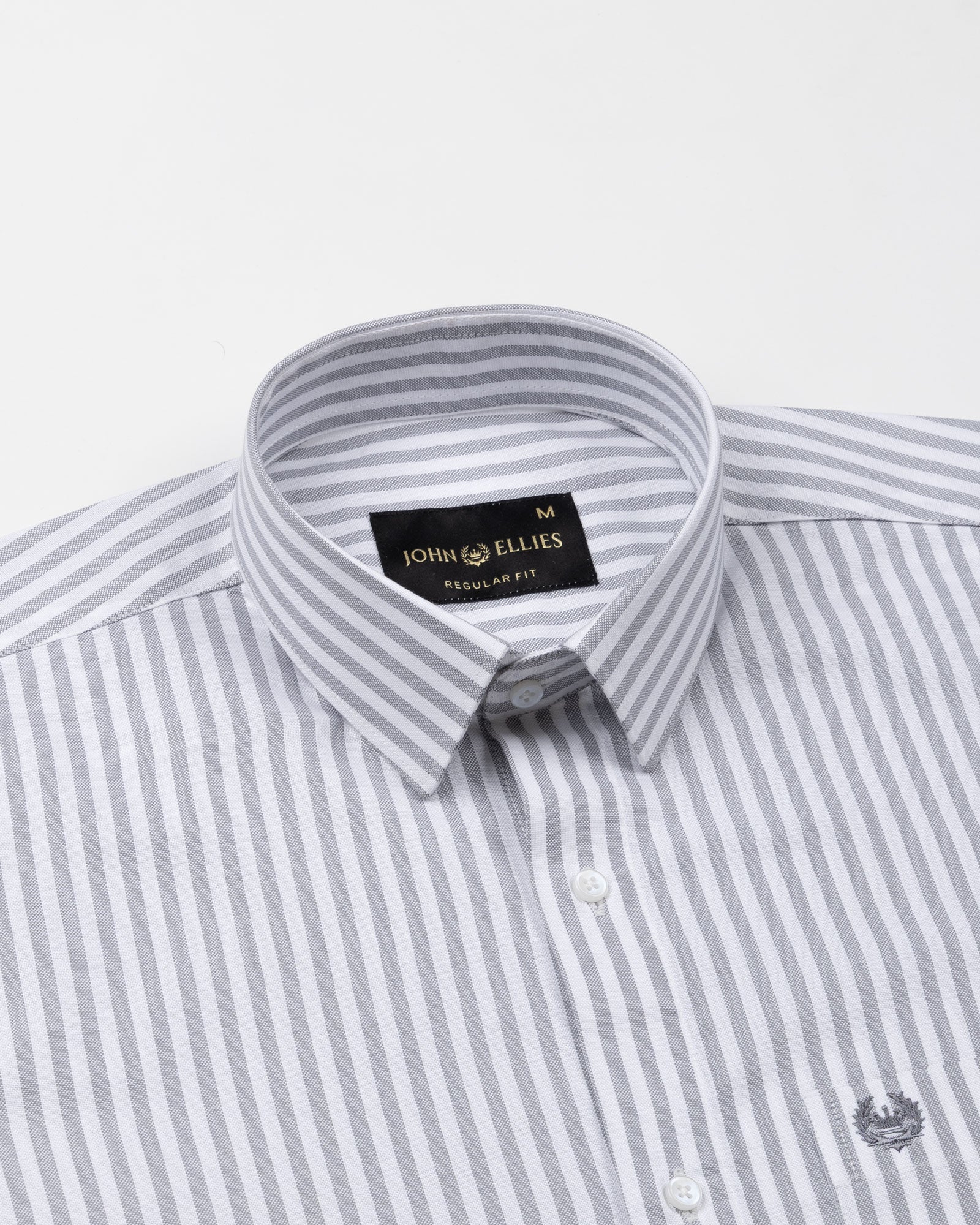 Sylvar Grey Stripe Oxford Cotton Shirt - John Ellies