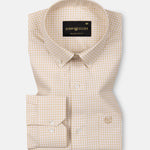 Dazzle Cream Check Button Down Oxford Cotton Shirt - John Ellies