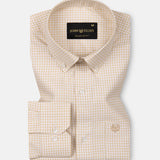 Dazzle Cream Check Button Down Oxford Cotton Shirt - John Ellies