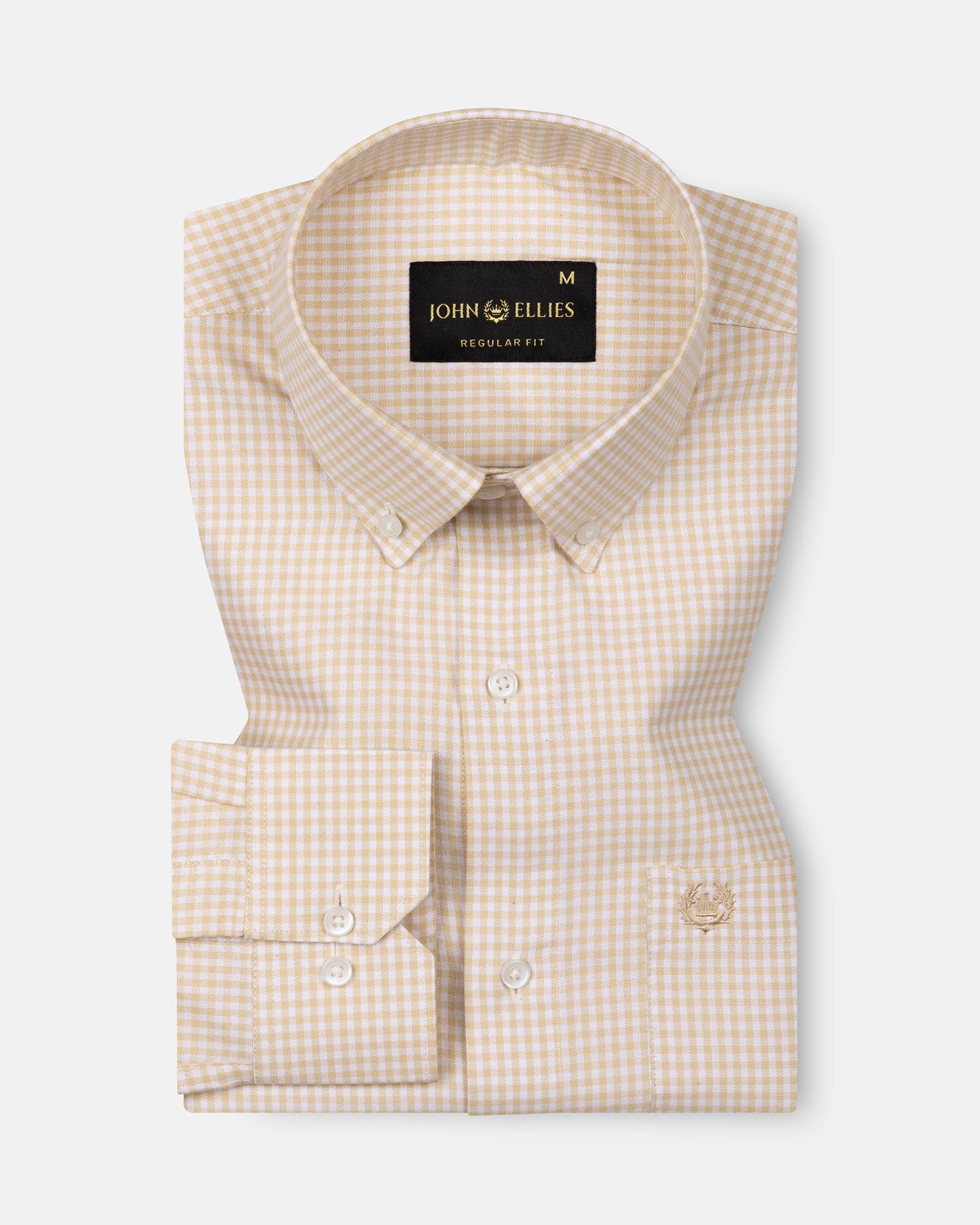 Dazzle Cream Check Button Down Oxford Cotton Shirt - John Ellies