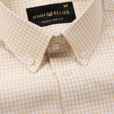 Dazzle Cream Check Button Down Oxford Cotton Shirt - John Ellies