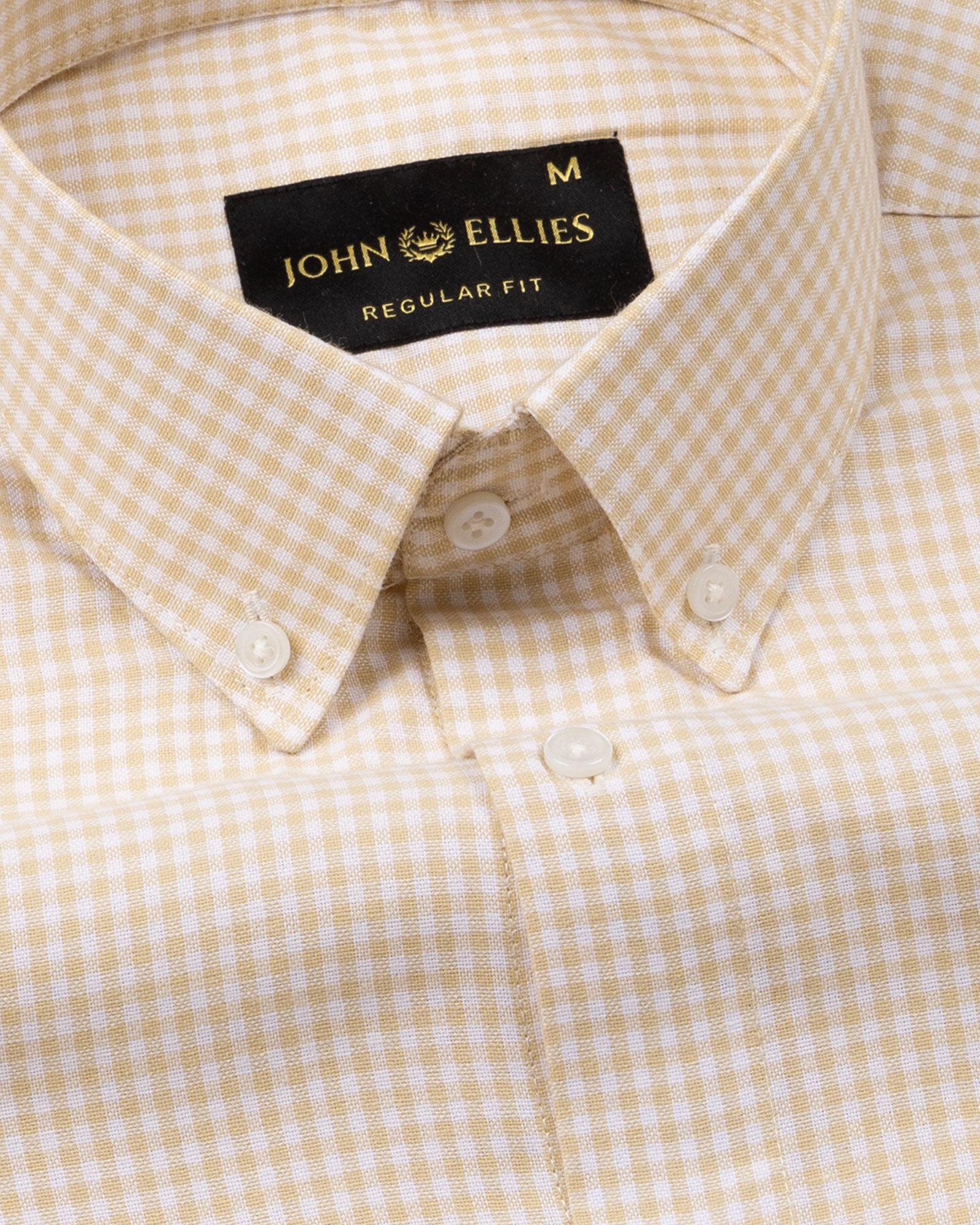 Dazzle Cream Check Button Down Oxford Cotton Shirt - John Ellies