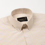 Dazzle Cream Check Button Down Oxford Cotton Shirt - John Ellies