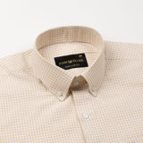 Dazzle Cream Check Button Down Oxford Cotton Shirt - John Ellies